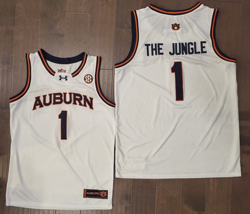 "THE JUNGLE” #1 Stitched White Auburn Tigers SEC Basketball Jersey - Picture 1 of 3