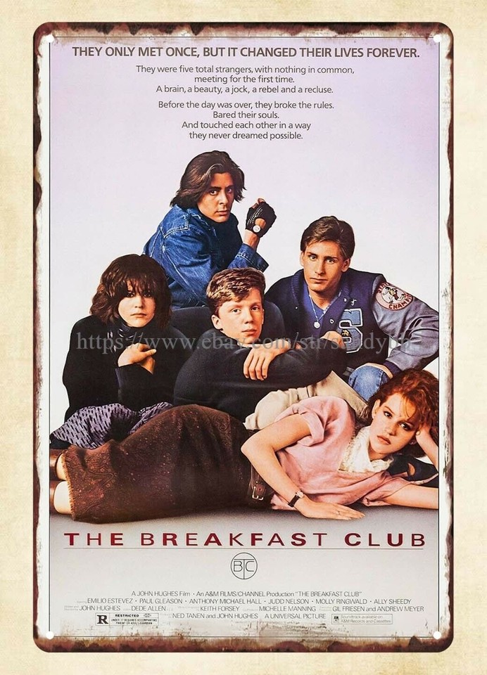 The Breakfast Club as a metal tin sign hits the exact sweet spot of pop-culture nostalgia and wall-worthy art.