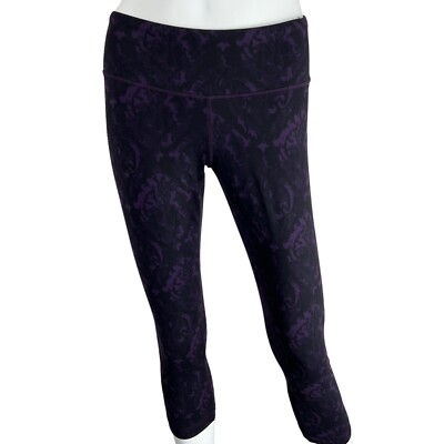 Lululemon Wunder Under Capri Beautiful Baroque Zinfandel Purple Black Size 6