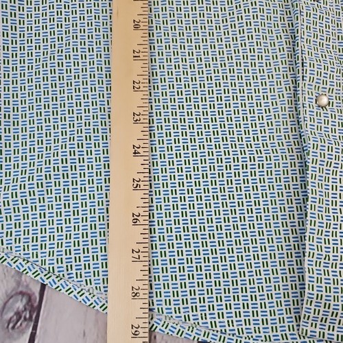 Camicia Wrangler Uomo L Blu Geometrica Perla Scatto Wrancher Western Work Manica Lunga - Foto 7 di 12