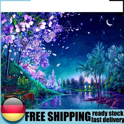 Painting By Numbers Kit DIY Night Scene Canvas Oil Art Picture Home Wall Decor