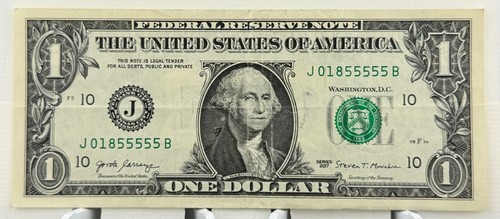 TRAILING Five in a Row 5s (...55555) Dollar Fancy Serial Number Dollar - Picture 2 of 3