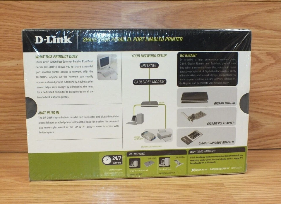 D-Link DP-301P+ Fast Ethernet Parallel Port Print Server - 1 Centronics Port NEW - Image 2 of 4