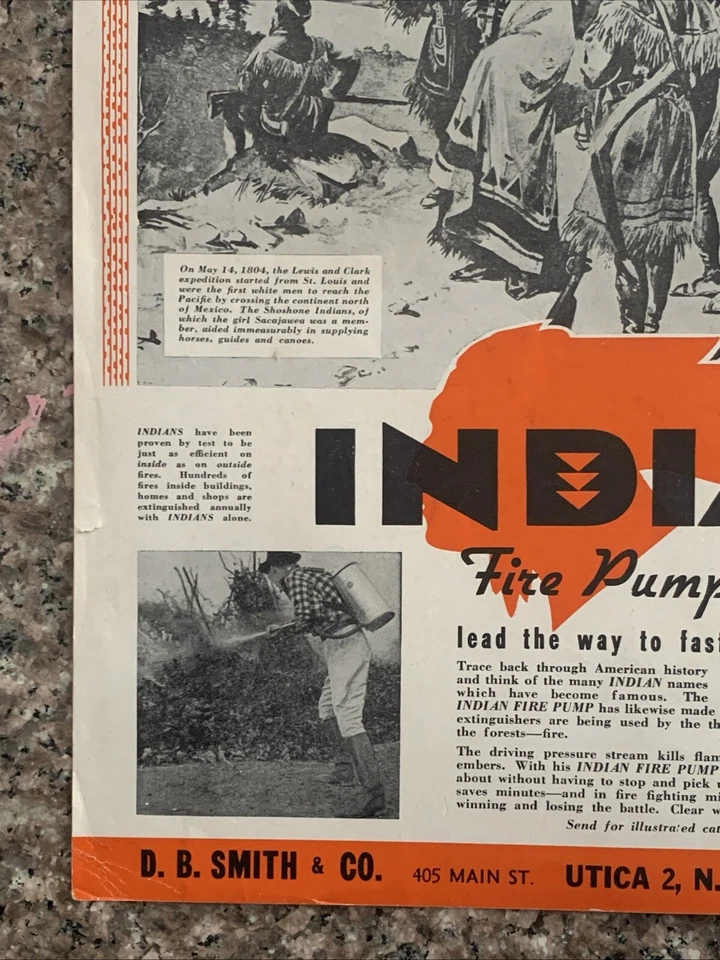 Indian Fire Pumps 1944 anuncio impreso DB Smith Utica Nueva York Lewis & Clark de colección años 40 Foto 4 de 4