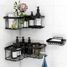 2PCS Shower Shelf Caddy Triangular Bathroom Organizer Storage Holder Corner Rack