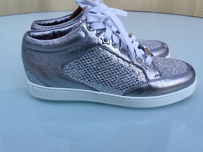 Jimmy Choo Sliver Glitter Miami Sneckers Size EU 35 UK