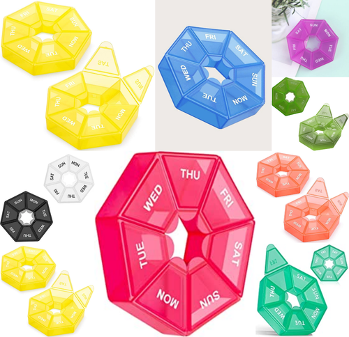 7 DAY WEEKLY DAILY PILL BOX Organiser Medicine Tablet Storage Dispenser Week New - Picture 40 of 108