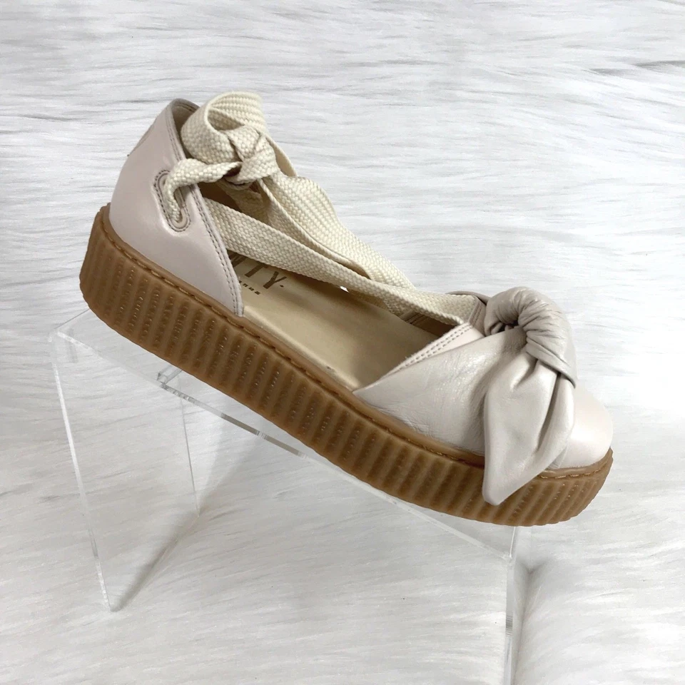  Fenty Puma X  Rihanna Bow Creeper Sandals Beige Leather Size 8.5 New  - Image 3 of 4