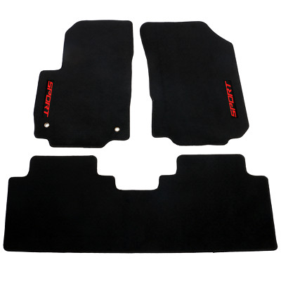 Fits 18-24 Chevy Equinox 4Dr Black Nylon Floor Mat Carpet Non-slip w/ Red Emblem