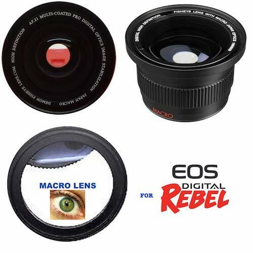 Weitwinkelobjektiv + Zoomobjektiv + Stativ + Blitzset Für Canon Eos