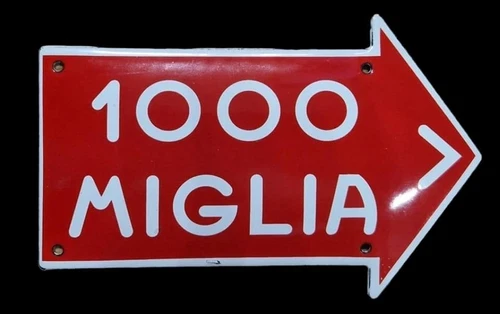1000 Miglia Arrow Porcelain Enamel Sign – Vintage Racing Garage Advertising
