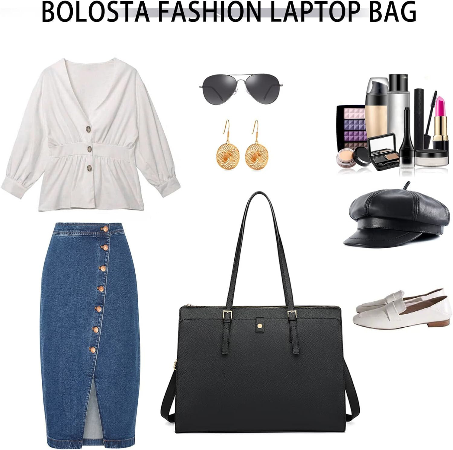 Laptop Tote Bag for Women 15.6 inch Women Leather Computer Briefcase for Work Wa