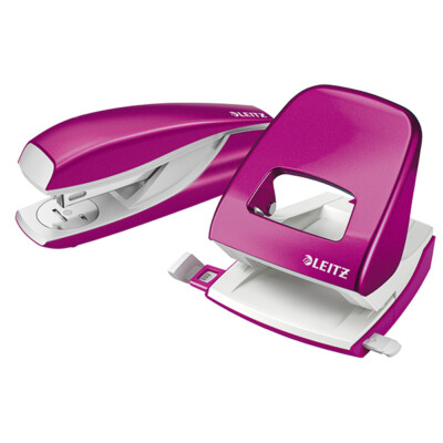 Locher und Tacker Set bis 30 Blatt(80g/qm) metallic pink NeXXt WOW 5095 Leitz