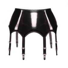 Retro PVC Leather Garters for Stockings  Four-Row Back Buckle Suspender Belt