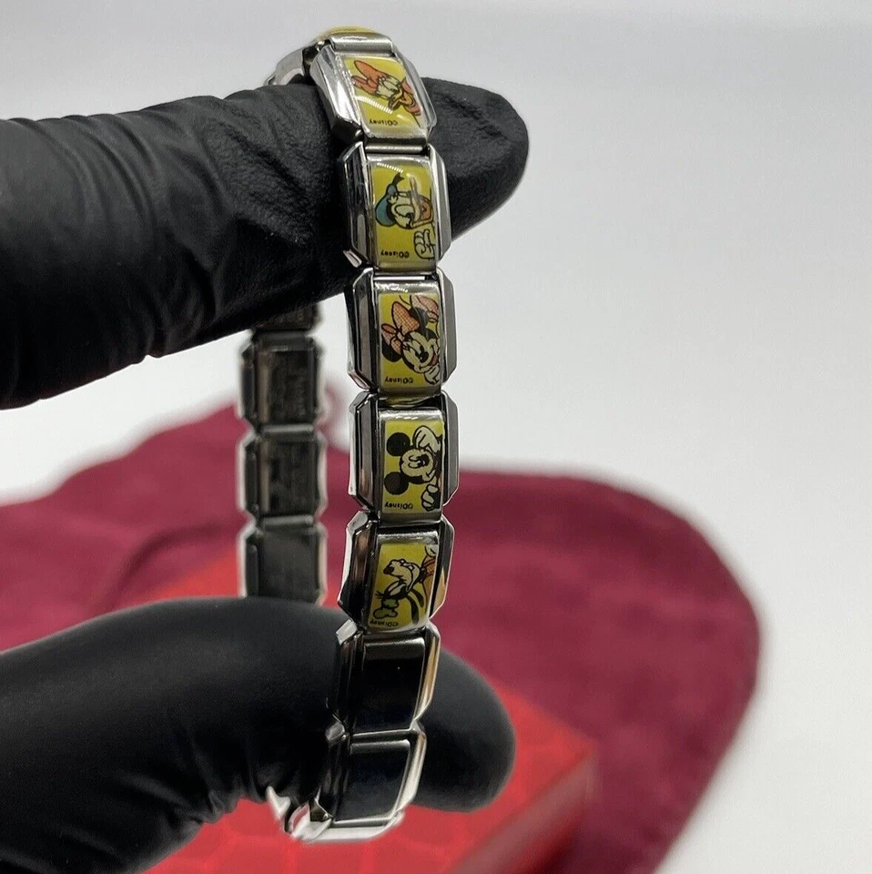 Double Bracelet Enfant Disney Mickey Élastique Acier Inoxydable Et Boîte Cadeau - Photo 3/4