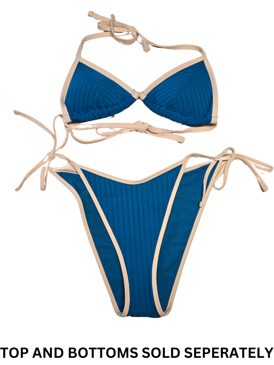 NWT American Eagle Aerie Blue Striped Retro Swim Suit Choose Top