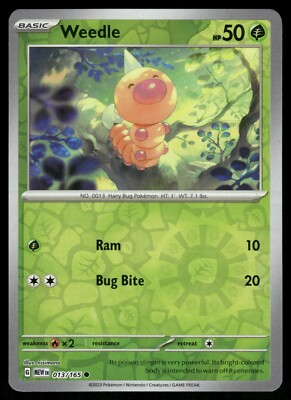 Weedle Reverse Holo NM 013/165 Scarlet & Violet 151 Pokemon Card