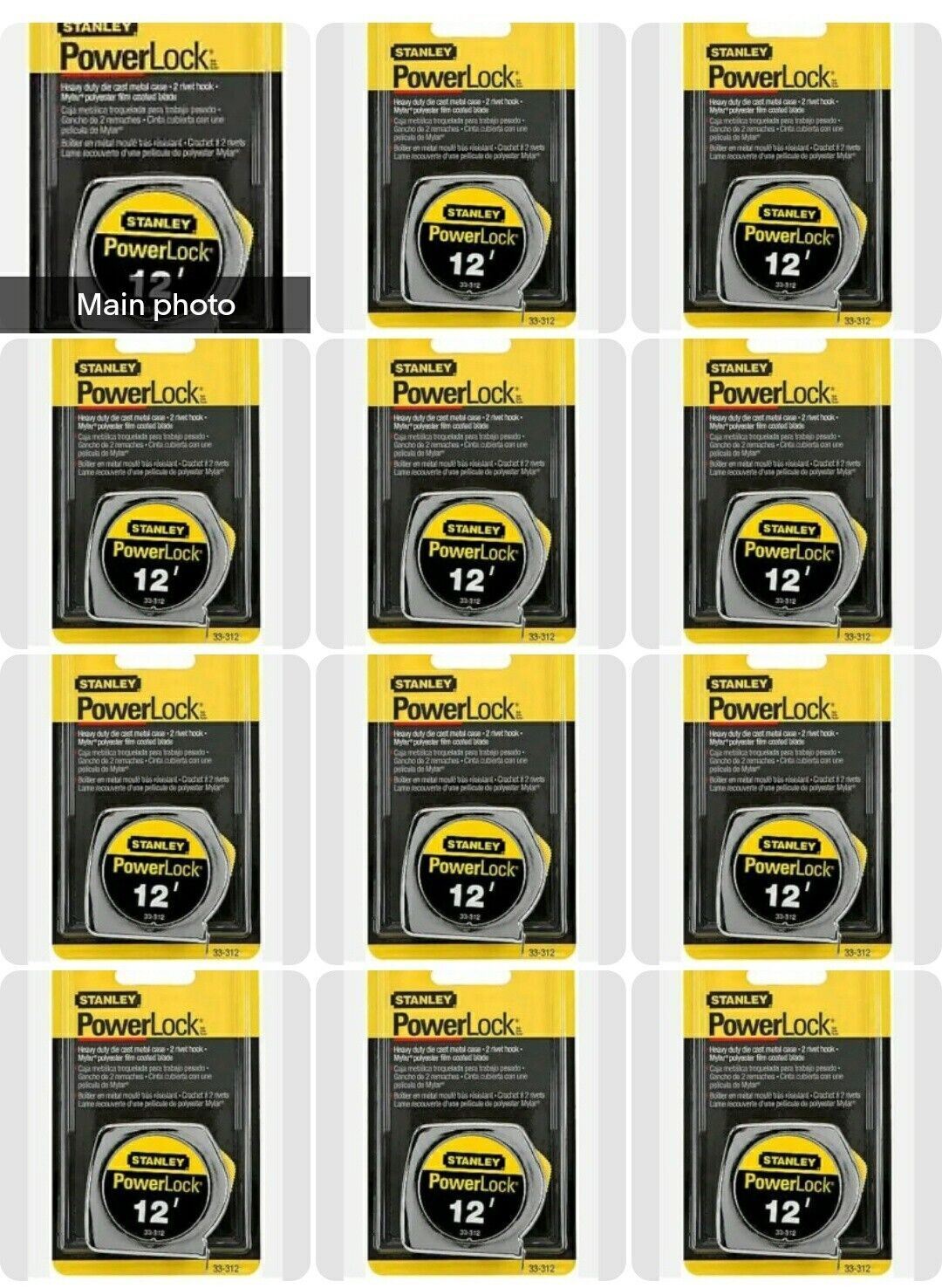 12 Stanley 33-312 Tape Measures, 12Ft. x 3/4-Inch - Quantity 12