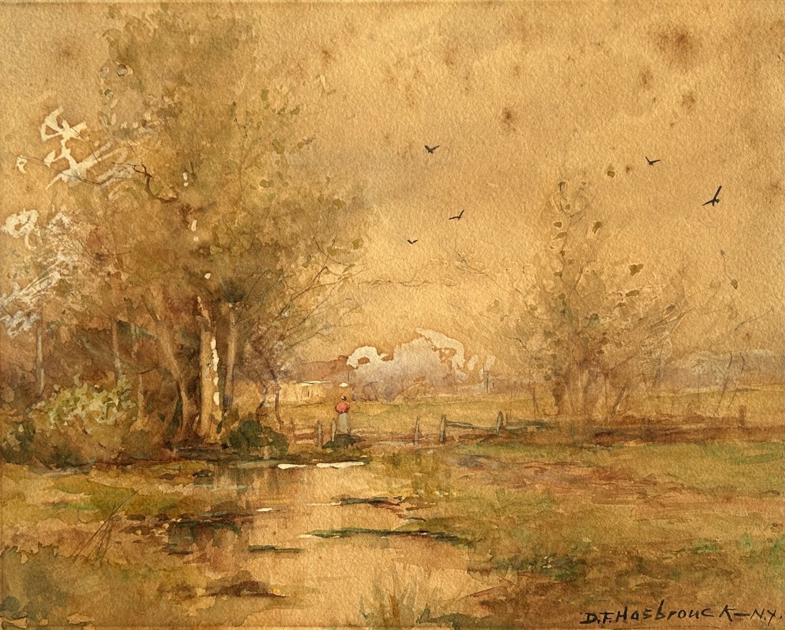 Antique Hudson Valley Painting By D.F. Hasbrouck (18601934) Original