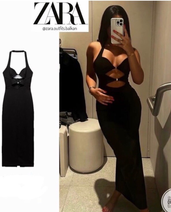 black ruched halter dress Black Halter Knit Midi Dress main image 0