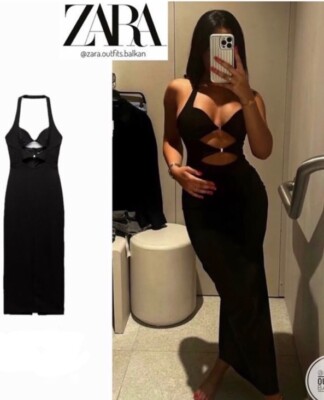 ZARA WOMAN SS24 CUT OUT BUCKLED HALTER DRESS BLACK S-L 3152/366 NWT | eBay