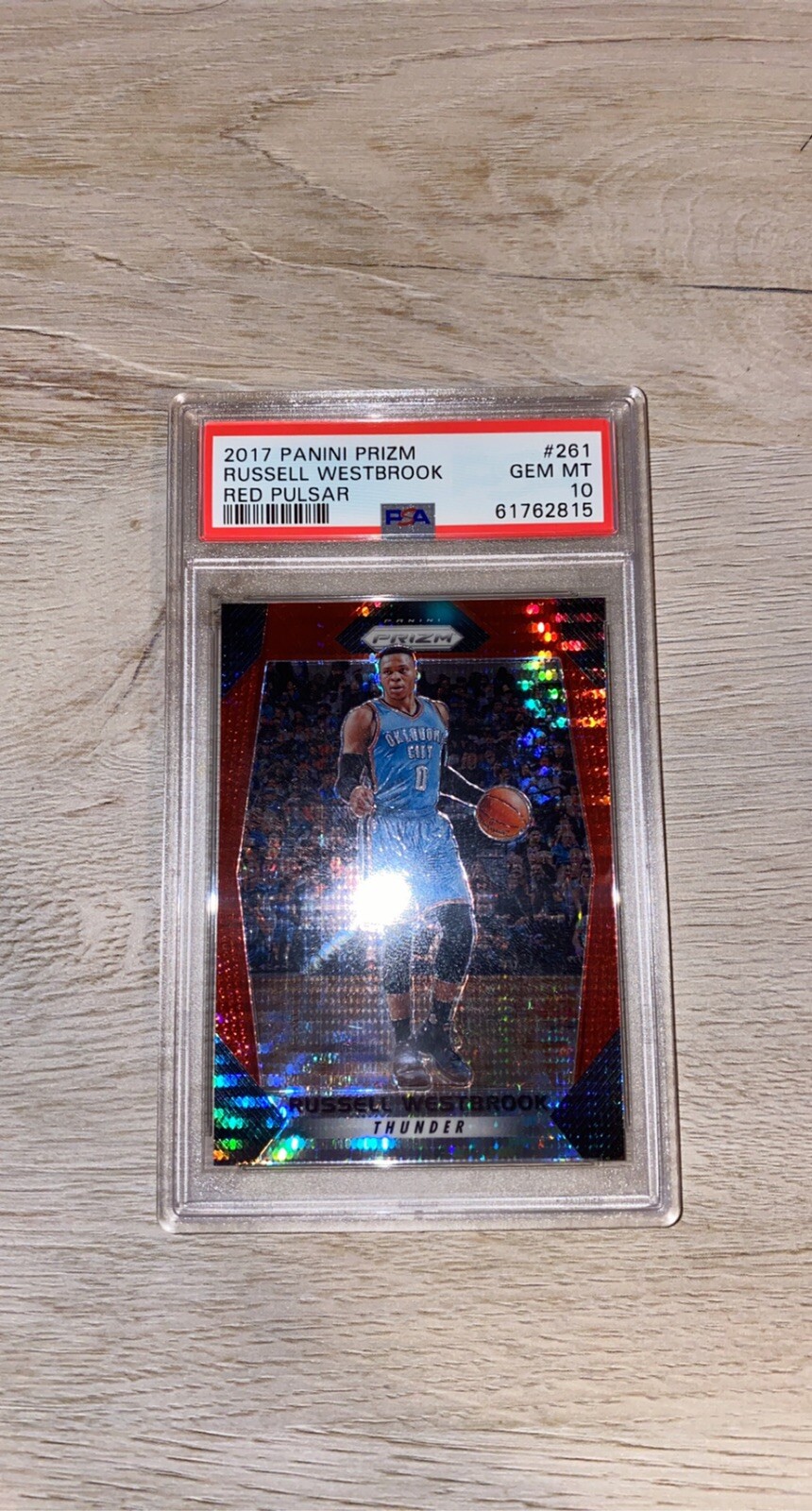 2017 Panini Prizm Russell Westbrook Red Pulsar Card #05/25 PSA 10