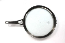 Calphalon Premier Space Saving Flat Glass Lid For 10" Pan Long Handle Strainer