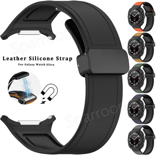 Magnetic Silicone Leather Watch Band Strap For Samsung Galaxy Watch 7 Ultra 47mm - Picture 1 of 37