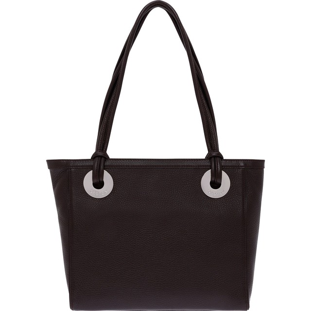 OROTON ESSENTIAL Medium Tote Genuine All Pebbled Leather Bag Choc Tags