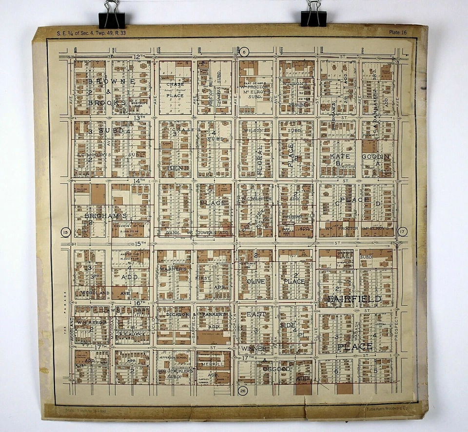 Mapa de plataforma Kansas City Missouri 1925 del 12 al 17, perspectiva de 19,25 x 20" RARO Foto 4 de 4