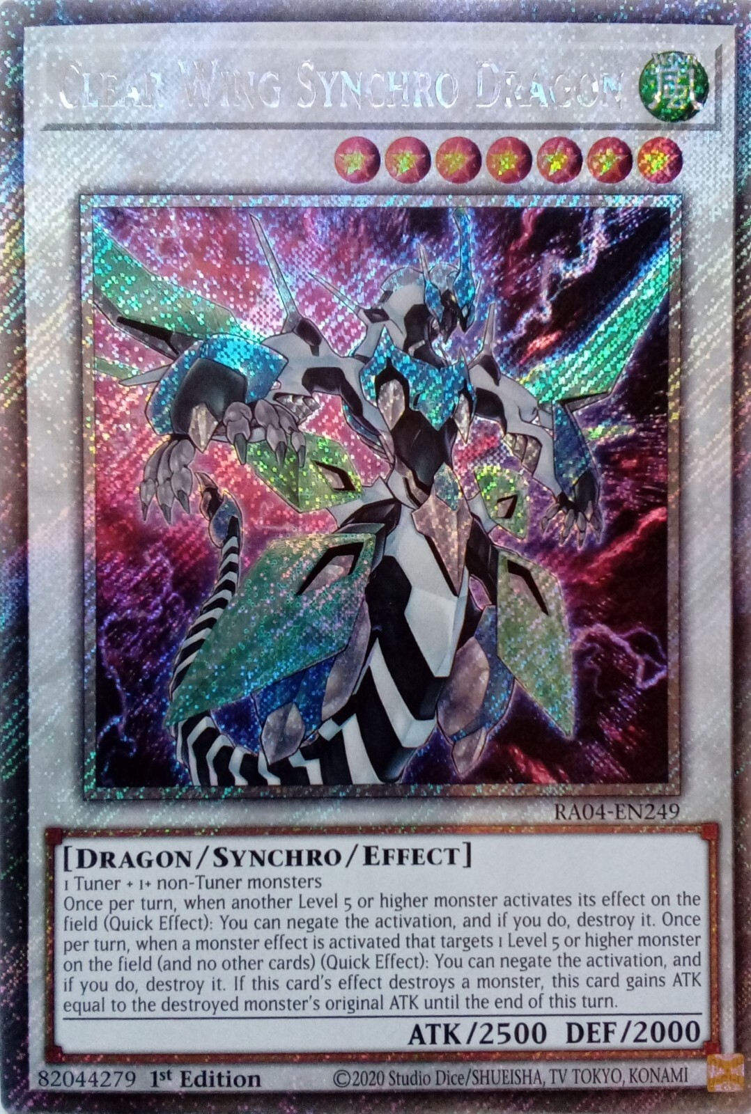 Clear Wing Synchro Dragon Platinum Secret Rare 1st Ed YuGiOh Card RA04-EN249
