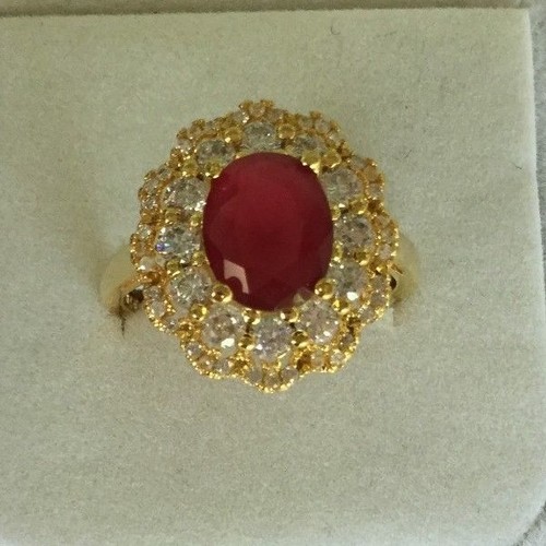 Vintage Jewellery Gold Ring Ruby White Sapphires Antique Deco Jewelry sz 7 O - Picture 3 of 12