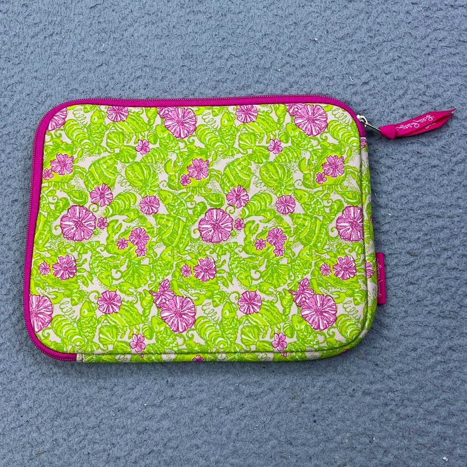 Lilly Pulitzer iPad Tablet Sleeve Case Zip Pink Green Floral Neoprene 8x10 - Image 4 of 4