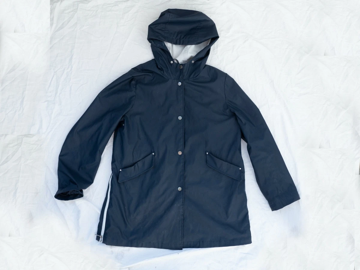 French Connection Sz L Dark Blue Rain Jacket Coat Hood Used Shape - unisex  | eBay