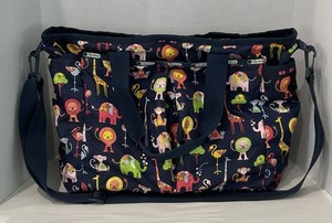 LESPORTSAC Crossbody Diaper Bag Zoo Animal Print Multicolor/ Note: “No Mat”
