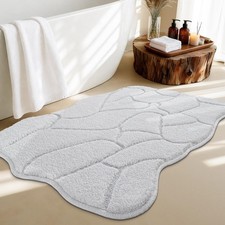Bathroom Rugs 32x20 Scalloped Bath Mats White