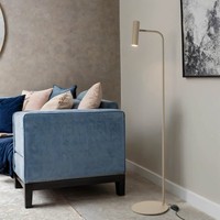 Stehlampe Wohnzimmer Metall Beige Gold 159 Cm Klein GU10 Stehleuchte Verstellbar