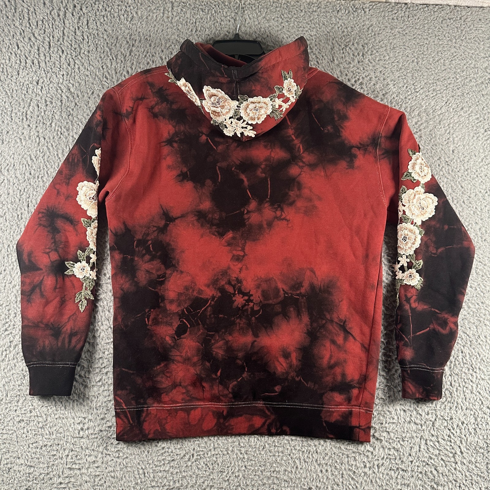 Civil Regime Hoodie Men Medium Tie Dye Sweatshirt Embroidery Roses Flower