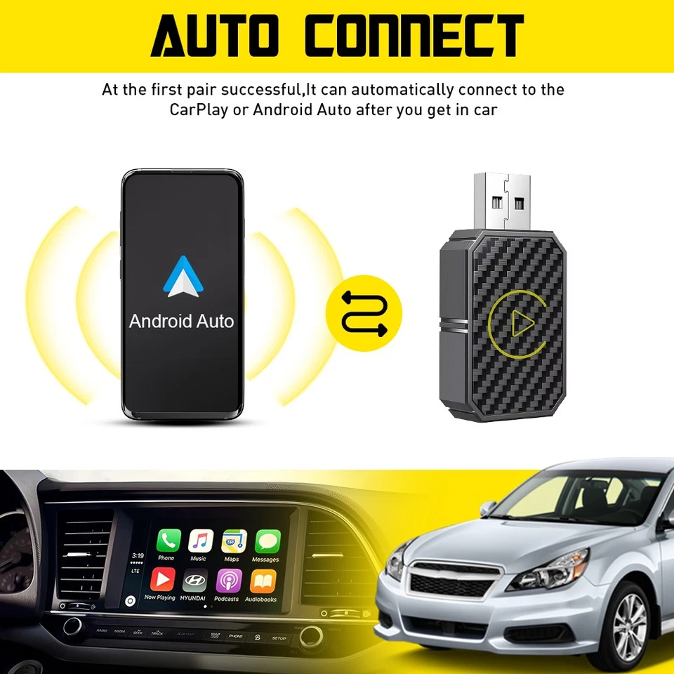 Adaptador Automático Inalámbrico Carplay Android Plug&Play USB Coche Dongle BT CarPlay AI Box Foto 4 de 4
