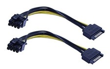 2 Pack 15-Pin SATA Male to 8 Pin 6 2 Pin PCI-Express Female Video Card Power