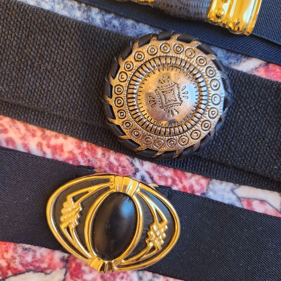 Vintage Elastic Stretch 80s Belt Lot Blue  Black Retro X- Large- 1x - Image 2 of 4