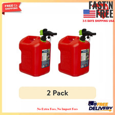 2 Pack Scepter 5 Gal Gasoline Fuel Can SmartControl Easy Pour No Spill Red
