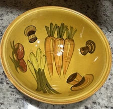 Vintage 1971 Los Angeles Potteries Hand Painted Vegetable Design Serving Bowl