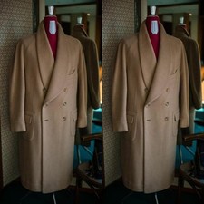 Camel Men's Long Overcoat Wool Cashmere Double Breasted Winter Men Long Jackets
