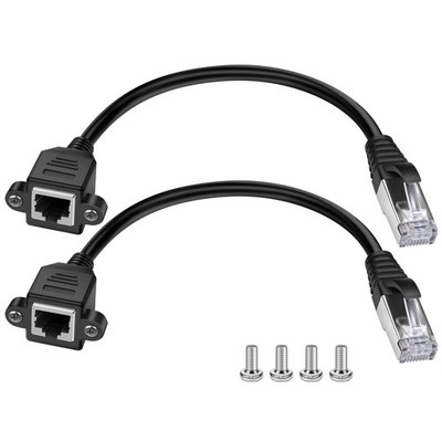 iGreely Ethernet Extender 2Pack RJ45 Male to Female Screw Panel 1Ft, CAT 6