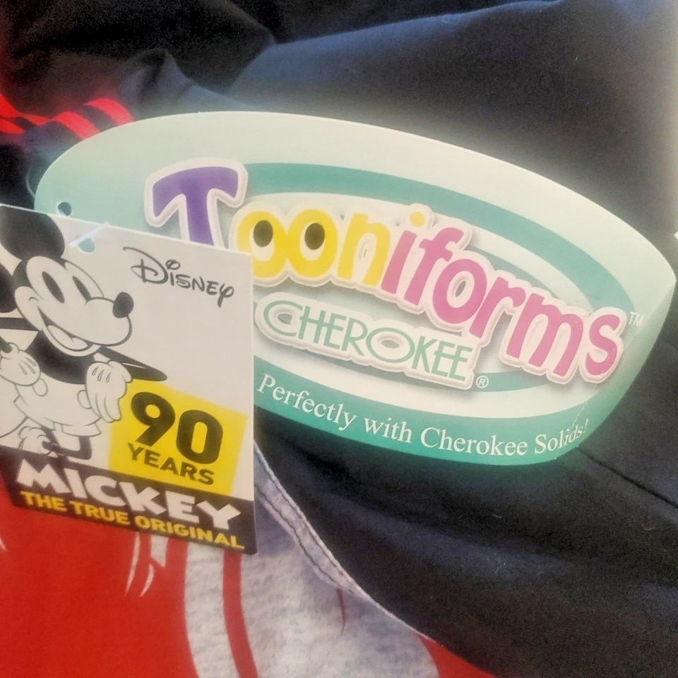 Disney Mickey Mouse Cherokee Scrub Tooniforms Large Black White Womens New NWT - Image 2 of 4