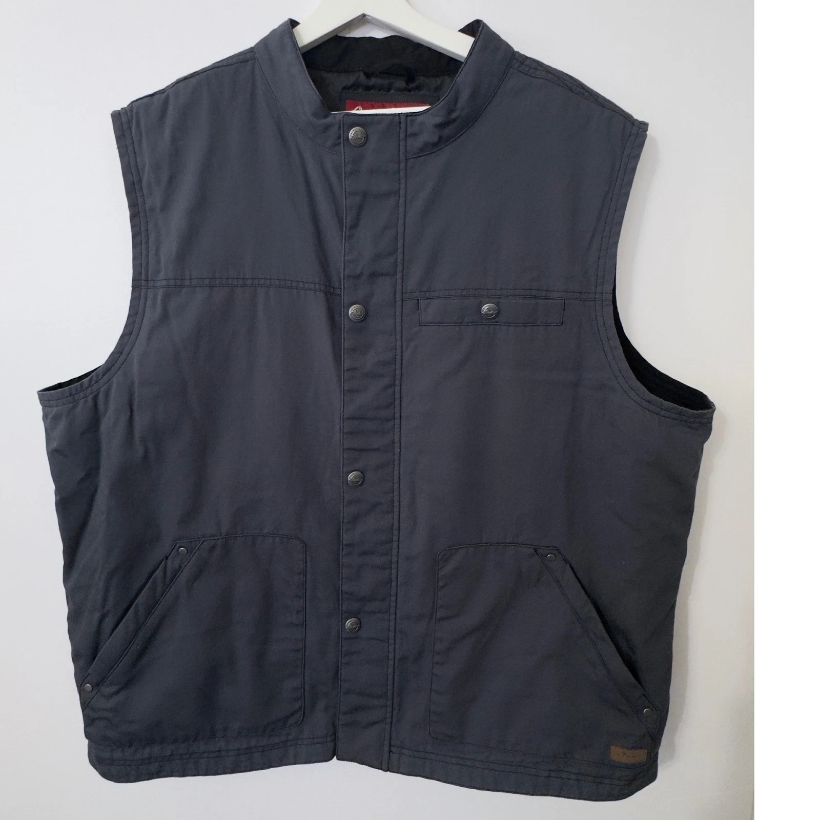 Indian Motorcycle Vest Mens 2XL Gray Canvas Snap Front Padded Logo - product detail image 5