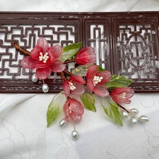 New Hanfu Hair Comb Soft Rod Hair Accessory Glass Flower Pin
