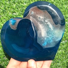 310G Rare Blue Agate Geode Heart Crystal Mineral specimen Energy Healing Reiki