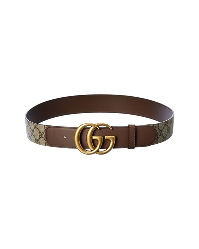 Gucci Double G Buckle Gg Supreme Canvas & Leather Belt Women's Brown 75